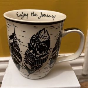 Karma-“Enjoy The Journey” Feather inspirational ceramic 16oz mug- New boxed